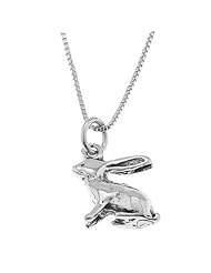 Sterling Silver Three Dimensional Long Ear Rabbit Necklace
