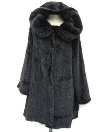 Knitted Mink Semi-Swing 3/4 Coat w/Hood & Crush Collar