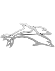 Sterling Silver Diving Dolphins 34mm x 56mm Pin