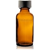 1 Oz (30 ml) AMBER Boston Round Glass Bottle w/ Cap - Pack of 12