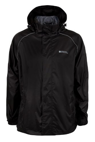 Mountain Warehouse Pakka Mens Waterproof Rain Jacket Lightweight Black Small