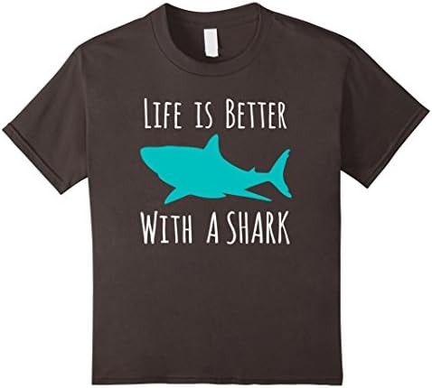 Kids Life Is Better With A Shark, Cool T-Shirt For Shark Lovers 8 Asphalt