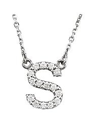 14K White Gold Diamond Initial Necklace "S" -- LIFETIME WARRANTY