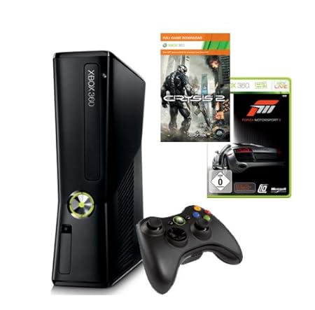Xbox 360 - Konsole Slim 250 GB inkl. Forza 3 + Crysis 2, schwarz-matt