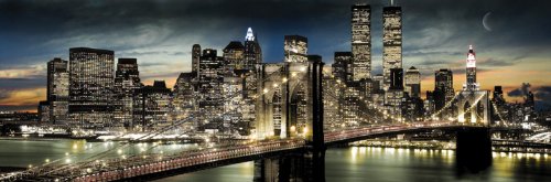 1art1 Empire 173232 New York - Night & Moon - Skyline Poster - 158 x 53 cm