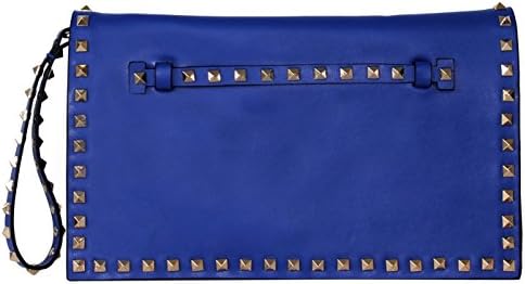 Lush Punk Studded Regal Blue Flap Leather Clutch
