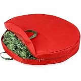 Honey-Can-Do SFT-01596 Wreath Storage Bag with Handles and Zipper, 30-Inch, Holiday Red