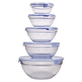 Glass Storage Bowls - Set of 5 by Organize.com