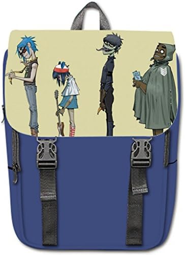 Halocow Custom Gorillaz Casual Shoulders Backpack unique design travel backpack Blue