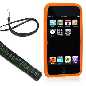 Silicone skin for ipod touch 2nd generation New iPod Touch 2G 16GB (2nd generation) (ipod touch not included), Orange + BONUS WISDOM*COURAGE NECKSTRAP