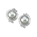 14K White Gold 0.04 ct. Diamond and Mabe Cultured Pearl Earrings