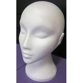 POLYSTYRENE WHITE FEMALE DISPLAY HEAD MANNEQUIN FOR WIG