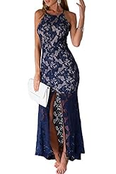 Sexy Fall Polyester/Spandex Checkered Print Backless Lace Evening Dress/Party Dress/Maxi Dress 