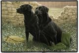 Faithful Friends Black Labrador Dog Lab Indoor/outdoor Doormat Rug Mat