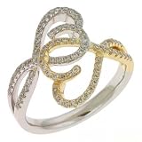14k Two-Tone Trendy Pave 0.46 Ct Diamond Ring - Size 7.0