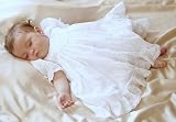 Infant white batiste cotton Hannah dress. Hand embroidered. Heirloom baby clothes.