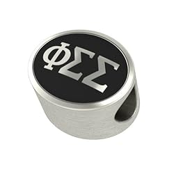 Phi Sigma Sigma Black Antique Sorority Bead Charm Fits Most Pandora Style Bracelets. High Quality Bead in Stock for Fast Shipping