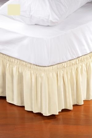 Lowest Price! Wrap Around Style Easy Fit Elastic Bed Ruffles KING/QUEEN Beige