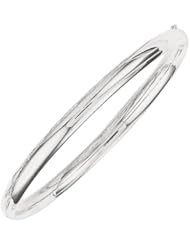 7" 14K White Gold 5.0mm (1/5") Plain Polished Round Domed Classic Bangle Bracelet w/ Clasp