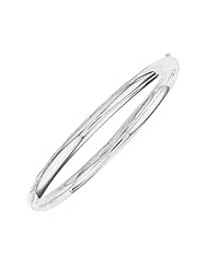 8" 14K White Gold 5.0mm (1/5") Plain Polished Round Domed Classic Bangle Bracelet w/ Clasp