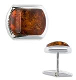 Sterling Silver Cognac Amber Cufflinks - Cognac Amber Cufflinks