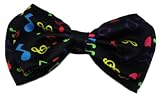 Colorful Music Notes Tuxedo Bow Tie Pre Tied Plastic Clip
