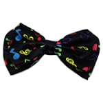 Colorful Music Notes Tuxedo Bow Tie Pre Tied Plastic Clip