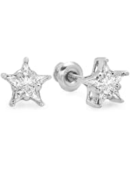 0.30 Carat (ctw) 14k White Gold Kite Noble Cut Diamond Ladies Star Shaped Cluster Earrings 1/3 CT