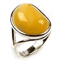 Certified Genuine Butterscotch Amber and Sterling Silver Ring