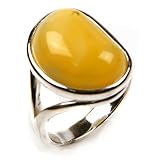 Butterscotch Amber and Sterling Silver Ring, Sizes 5,6,7,8,9,10