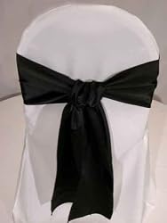 Black Satin Wedding Chair Sash Bows (set of 10)