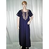 Caftan for Sleepwear or Casual Dress - Dark Blue Lounge Wear Size L Free Shipping
