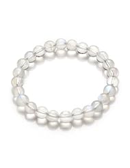 Honeystore Girls AAA Moonstone Stretch Bracelet Color White
