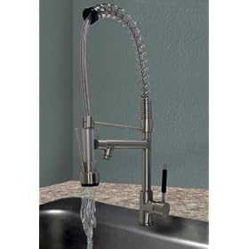 New Brushed Nickel Pull Out Kitchen Faucet Wet Bar Professional Restaurant