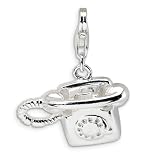 Sterling Silver Polished Telephone w/Lobster Clasp Charm