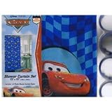 Disney Pixar Cars Fabric Shower Curtain + 12 Rings (Hooks)