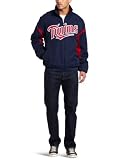 MLB Men's Minnesota Twins Long Sleeve Lightweight Full Zip Thermabase Premier Jacket (Pro Navy/Pro Scarlet, X-Large)