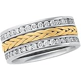 14K Two Tone Gold Diamond Anniversary Band Ring