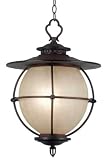 Vidalia Medium Hanging Lantern, LT AMBER LINEN, METALLIC BRONZE ...