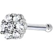 Solid 14KT White Gold Clear CZ Flower Nose Bone