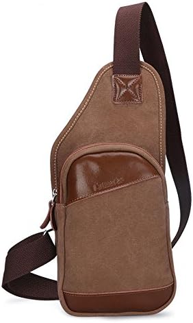 Catmacas Men's Vintage Cotton Canvas Shoulder Crossbody Fanny Backpack Brown