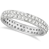 Two-Rows Luxury Diamond Eternity Ring Band 14k White Gold (0.75ct)