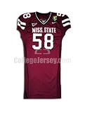 Maroon No. 58 Game Used Mississippi State Nike Football Jersey