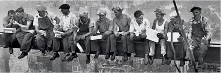 Men On A Girder Eating Lunch People Photography 91.5x30.5cm Slim Print