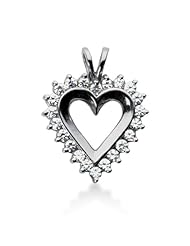 14K Gold Prong set Diamond Heart Pendant (0.88 cttw, F - G Color, SI2 Clarity)