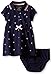 Nautica Baby Printed Pique Dress with Flat Knit Collar, Navy, 18 Months