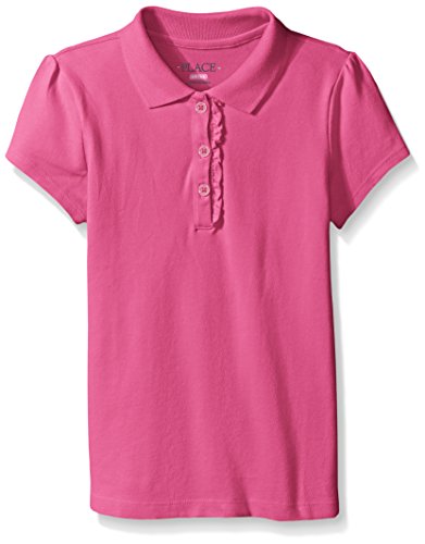 The Children's Place Big Girls Short Sleeve Ruffle Polo Shirt, Aurora Pink