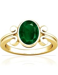 14K Yellow Gold Oval Cut Emerald Solitaire Ring