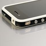 i-Beans 	 「全60色」iPhone 4　Mixed Plastic(Soft+Hard)　Bumper Case　iPhone 4 信号守るシリコン+ブラスチック　バンパー　保護液晶フィルム　USB充電ケーブル付　BLK/WHT(371-16)