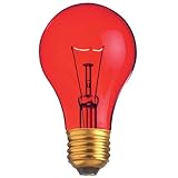Satco S6080 130V Medium Base 25-Watt A19 Light Bulb, Transparent Red